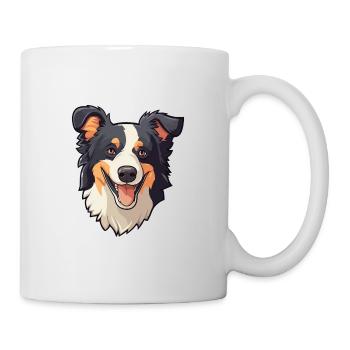 Border Collie Dog Breed Watercolor Cartoon Kawaii - Mug - white - Right
