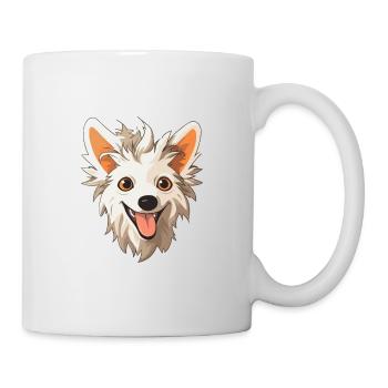 Chien chinois à crête race aquarelle dessin animé Kawai - Mug blanc - blanc - Droite