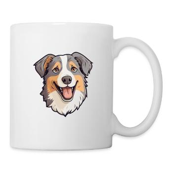 Australian Shepherd Dog Breed Watercolor Cartoon K - Mug - white - Right