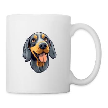 Bluetick Coonhound Dog Breed Watercolor Cartoon Ka - Mug - white - Right