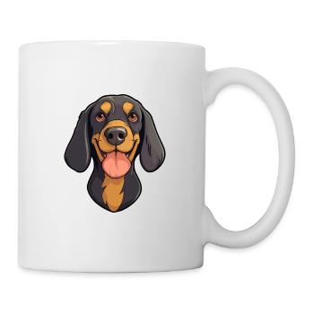 Noir et Tan Coonhound chien race aquarelle Carto - Mug blanc - blanc - Droite
