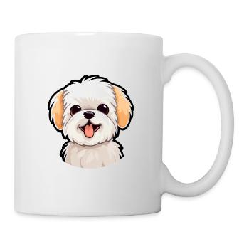 Malteser Hund Rasse Aquarell Karikatur Kawaii Clipar - Tasse - Weiß - Rechts