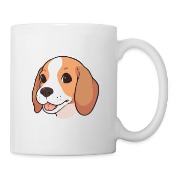 Beagle Dog Breed Watercolor Cartoon Kawaii Clipart - Mug - white - Right