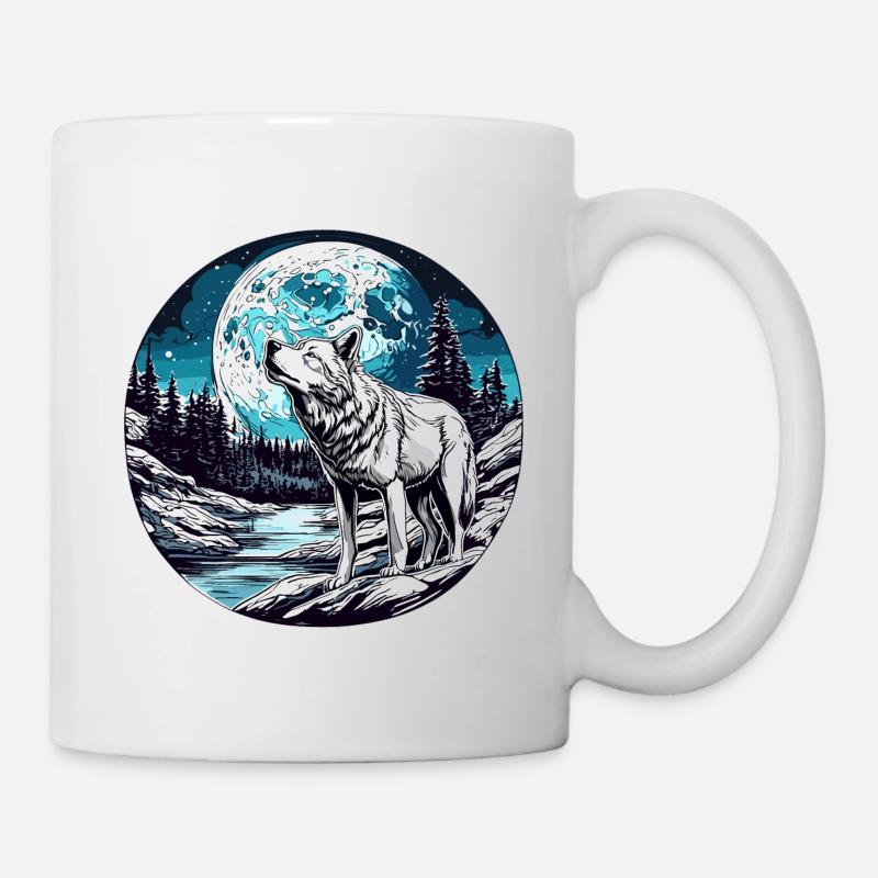 Wolf / Rudel / Wald / Wild / Tierwelt / heulen - Tasse - Weiß