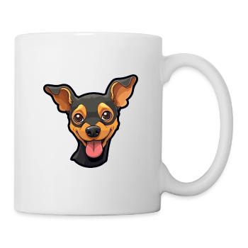 Miniatur Pinscher Hunderasse Aquarell Karikatur Ka - Tasse - Weiß - Rechts