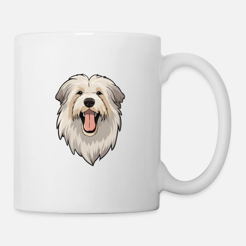 Berger des Pyrénées chien race aquarelle dessin animé Kaw - Mug blanc - blanc