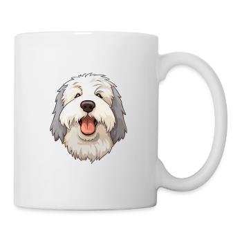 Vieux chien de berger anglais chien race aquarelle dessin animé - Mug blanc - blanc - Droite