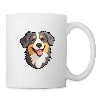 Miniature chien de berger américain race aquarelle C - Mug blanc - blanc - Droite