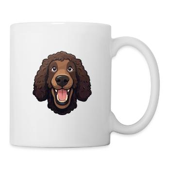 Irischer Wasserspaniel Hunderasse Aquarell Karikatur K - Tasse - Weiß - Rechts