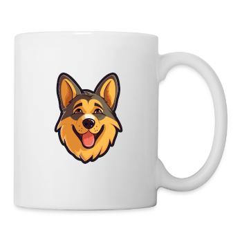 German Shepherd Dog Breed Watercolor Cartoon Kawai - Mug - white - Right