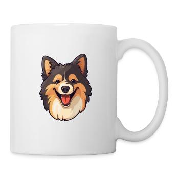 Finnischer Lapphund Hunderasse Aquarell Karikatur Kawa - Tasse - Weiß - Rechts