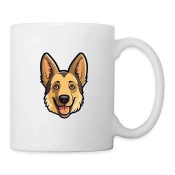 German Shepherd Dog Breed Watercolor Cartoon Kawai - Mug - white - Right
