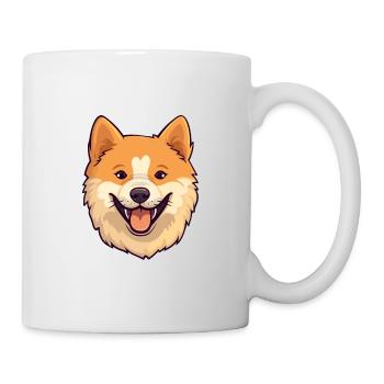 Finnischer Spitz Hunderasse Aquarell Karikatur Kawaii - Tasse - Weiß - Rechts