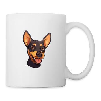 Deutsche Pinscher Hunderasse Aquarell Karikatur Kawai - Tasse - Weiß - Rechts
