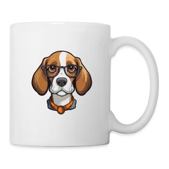 Beagle Dog Breed Watercolor Cartoon Kawaii Glasses - Mug - white - Right