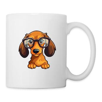 Dackel Hunderasse Aquarell Karikatur Kawaii Glas - Tasse - Weiß - Rechts