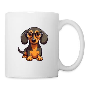 Dackel Hund Rasse Aquarell Karikatur Kawaii Glas - Tasse - Weiß - Rechts