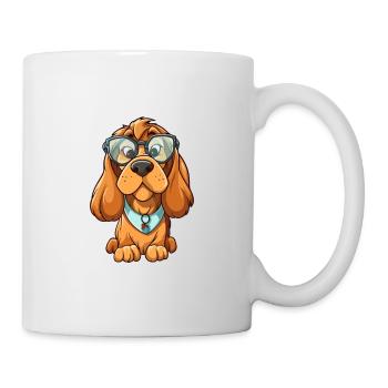 Bloodhound Dog Breed Watercolor Cartoon Kawaii Gla - Mug - white - Right