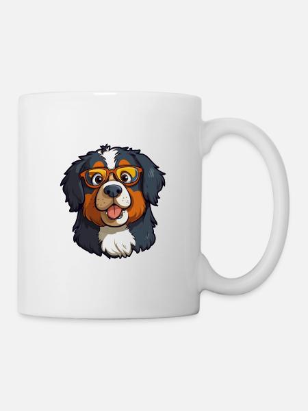 Bouvier bernois race aquarelle dessin animé Kawa - Mug blanc - blanc
