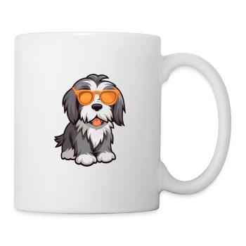 Bearded Collie Dog Breed Watercolor Cartoon Kawaii - Mug - white - Right