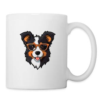Border Collie Dog Breed Watercolor Cartoon Kawaii - Mug - white - Right