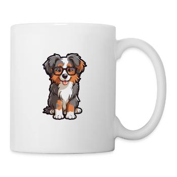 Australian Shepherd Dog Breed Watercolor Cartoon K - Mug - white - Right