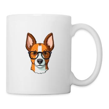 Basenji Dog Breed Watercolor Cartoon Kawaii Glasse - Mug - white - Right