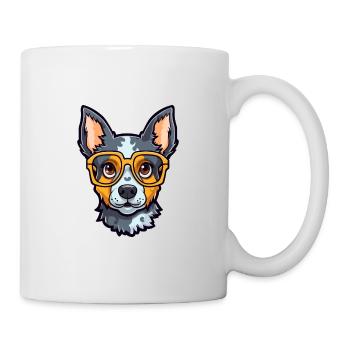 Australischer Rinderhund Rasse Aquarell Karikatur Kaw - Tasse - Weiß - Rechts