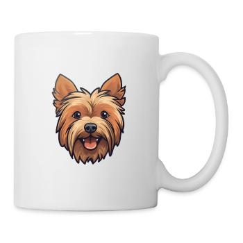 Silky Terrier Hunderasse Aquarell Karikatur Kawaii - Tasse - Weiß - Rechts