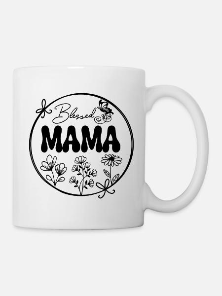 MAMA avec des fleurs sauvages en cercle - Mug blanc - blanc
