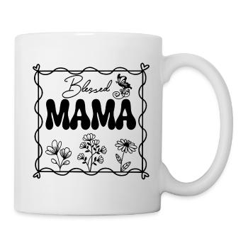 MAMA avec des fleurs sauvages dans un carré - Mug blanc - blanc - Droite