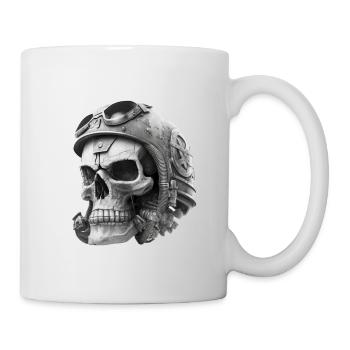 Crâne avec casque - Mug blanc - blanc - Droite