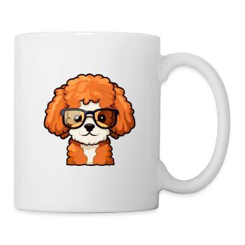 Caniche chien race aquarelle dessin animé Kawaii lunettes - Mug blanc - blanc - Droite