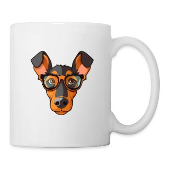 Dobermann Pinscher Hunderasse Aquarell Karikatur Kaw - Tasse - Weiß - Rechts