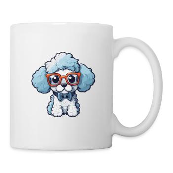 Caniche chien race aquarelle dessin animé Kawaii lunettes - Mug blanc - blanc - Droite