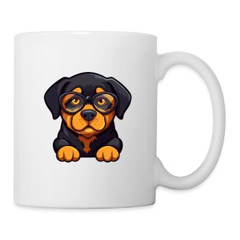 Rottweiler Dog Breed Watercolor Cartoon Kawaii Gla - Mug - white - Right