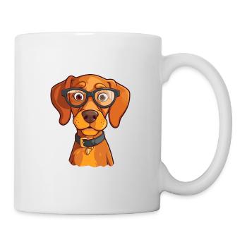 Vizsla Dog Breed Aquarelle Cartoon Kawaii Lunettes - Mug blanc - blanc - Droite