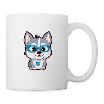 Husky Sibérien Chien Race Aquarelle Dessin Animé Kawaii - Mug blanc - blanc - Droite
