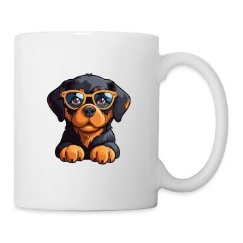 Rottweiler Dog Breed Watercolor Cartoon Kawaii Gla - Mug - white - Right