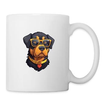Rottweiler Dog Breed Watercolor Cartoon Kawaii Gla - Mug - white - Right