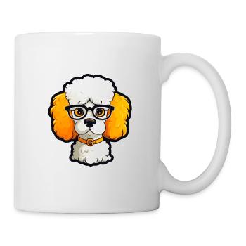 Caniche chien race aquarelle dessin animé Kawaii lunettes - Mug blanc - blanc - Droite