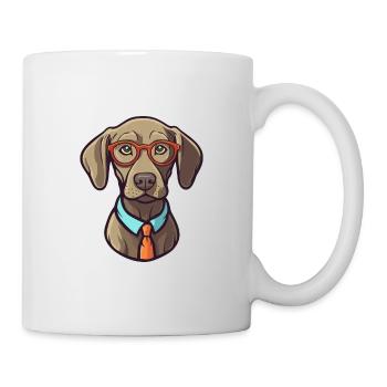 Braque de Weimar race aquarelle dessin animé Kawaii Gla - Mug blanc - blanc - Droite
