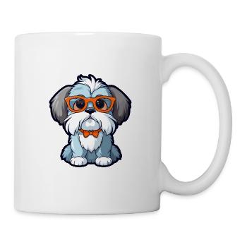 Shih Tzu chien race aquarelle dessin animé Kawaii verre - Mug blanc - blanc - Droite