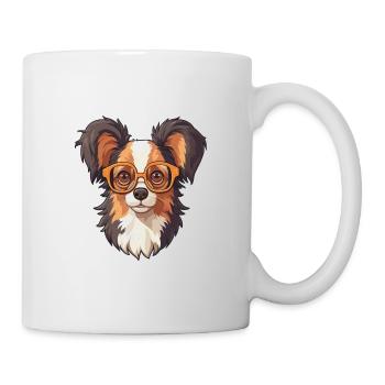 Papillon chien race aquarelle dessin animé Kawaii verre - Mug blanc - blanc - Droite