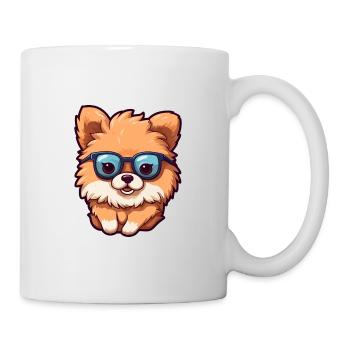 Pomeranian Dog Breed Watercolor Cartoon Kawaii Gla - Mug - white - Right