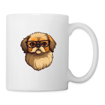 Pekingese Dog Breed Watercolor Cartoon Kawaii Glas - Mug - white - Right