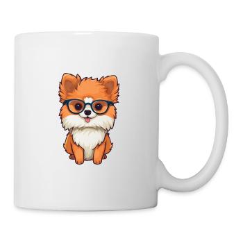 Pomeranian Dog Breed Watercolor Cartoon Kawaii Gla - Mug - white - Right