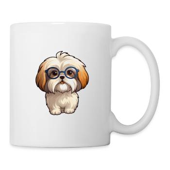 Lhasa Apso Hunderasse Aquarell Karikatur Kawaii Gla - Tasse - Weiß - Rechts