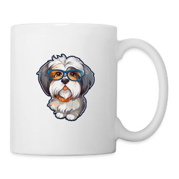 Havanese Dog Breed Watercolor Cartoon Kawaii Glass - Mug - white - Right