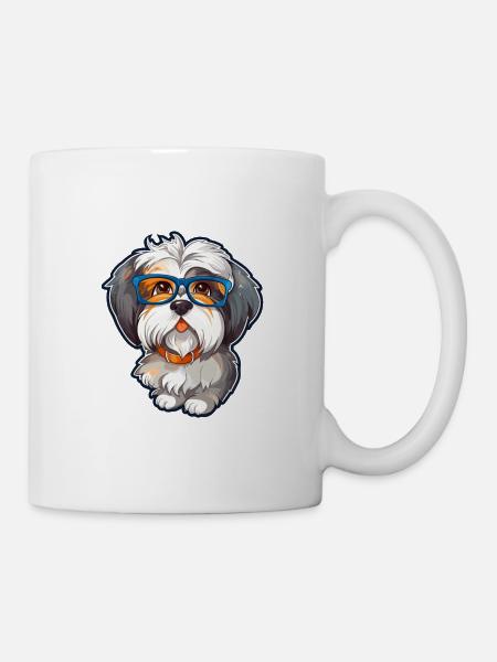 Havaneser Hund Rasse Aquarell Cartoon Kawaii Glas - Tasse - Weiß